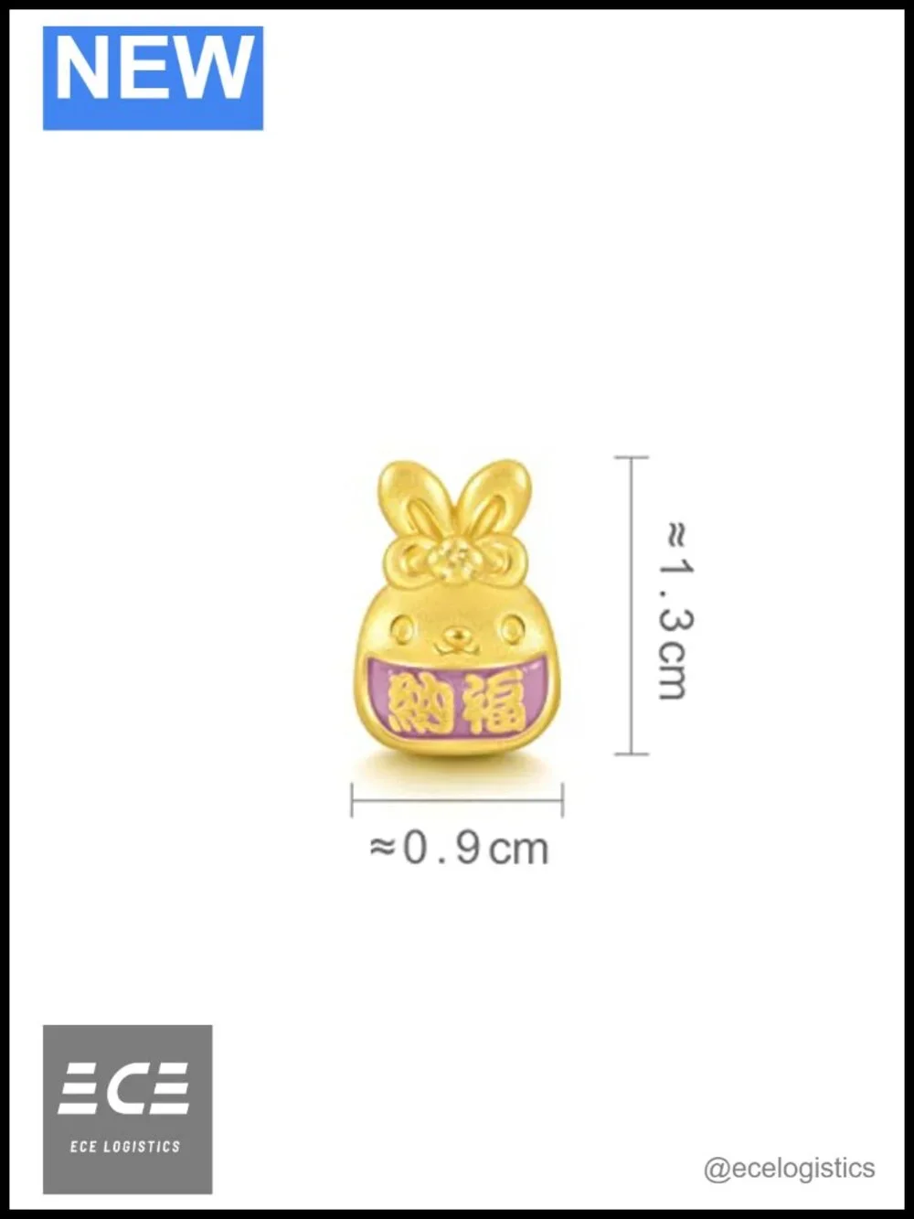 999 24K Gold Auspicious Rabbit Lucky Omamori Amulet Charm Bracelet